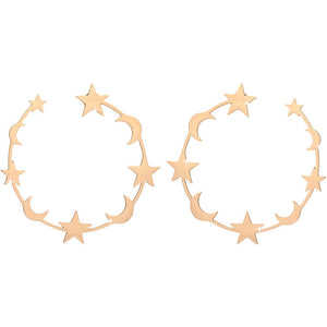 Orecchini Shape a cerchio - Mezzaluna e Stelle Rose gold -Beloved_gioielli