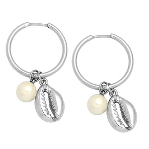 Orecchini SUMMER VIBES con conchiglia e perla - Silver -Beloved_gioielli