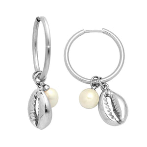 Orecchini SUMMER VIBES con conchiglia e perla - Silver -Beloved_gioielli