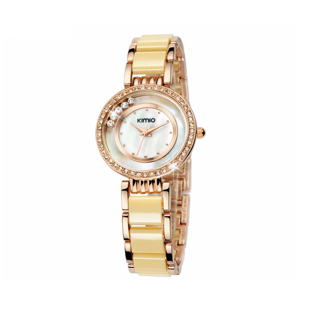 Orologio donna Rolling Diamond in acciaio Resina Ceramica e Cristalli - Gold -Beloved_gioielli