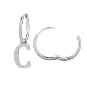 Paio di orecchini con lettera in acciaio inossidabile Silver -Beloved_gioielli