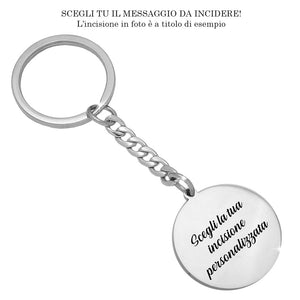 Portachiavi in acciaio personalizzabile con incisione - Round -Beloved_gioielli