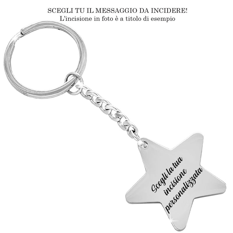 Portachiavi in acciaio personalizzabile con incisione - Stella -Beloved_gioielli