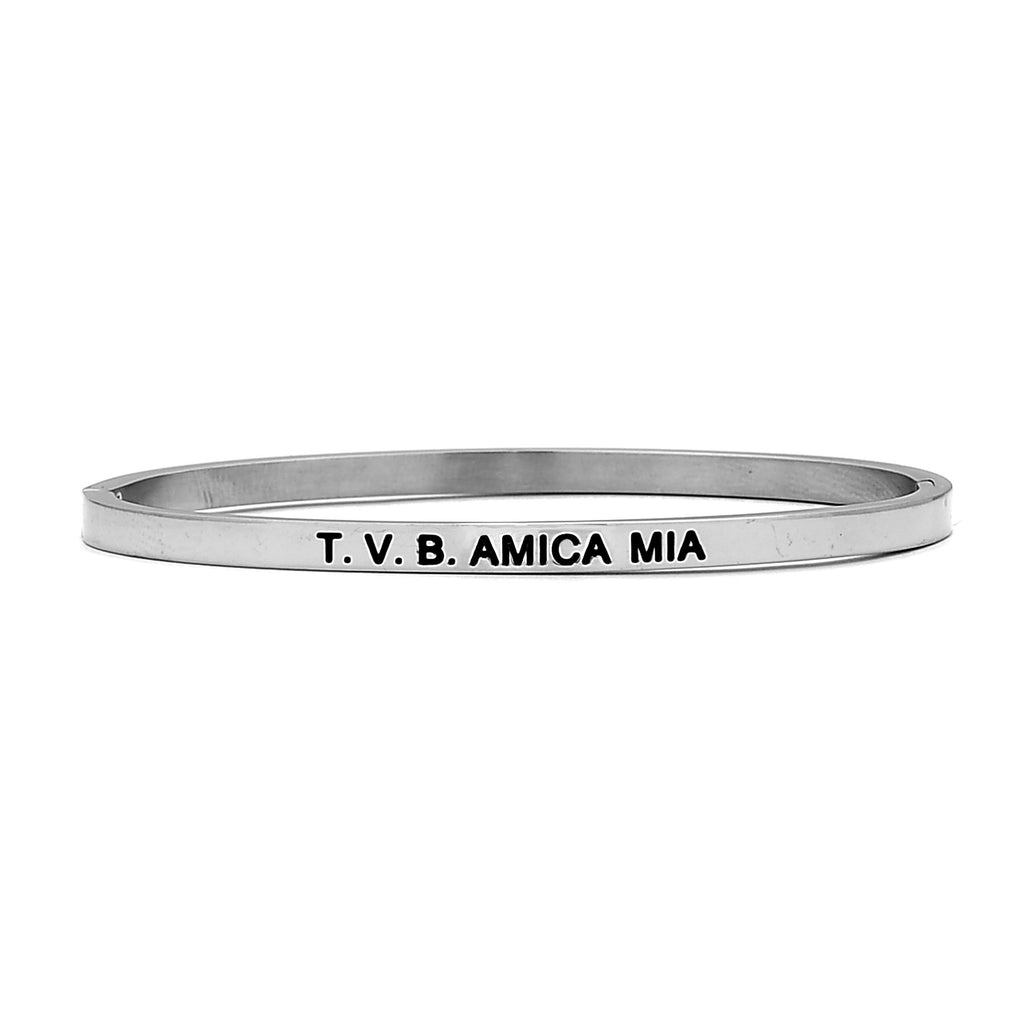 Bracciale rigido in acciaio inossidabile con incisione - "TVB amica mia" - Beloved Gioielli